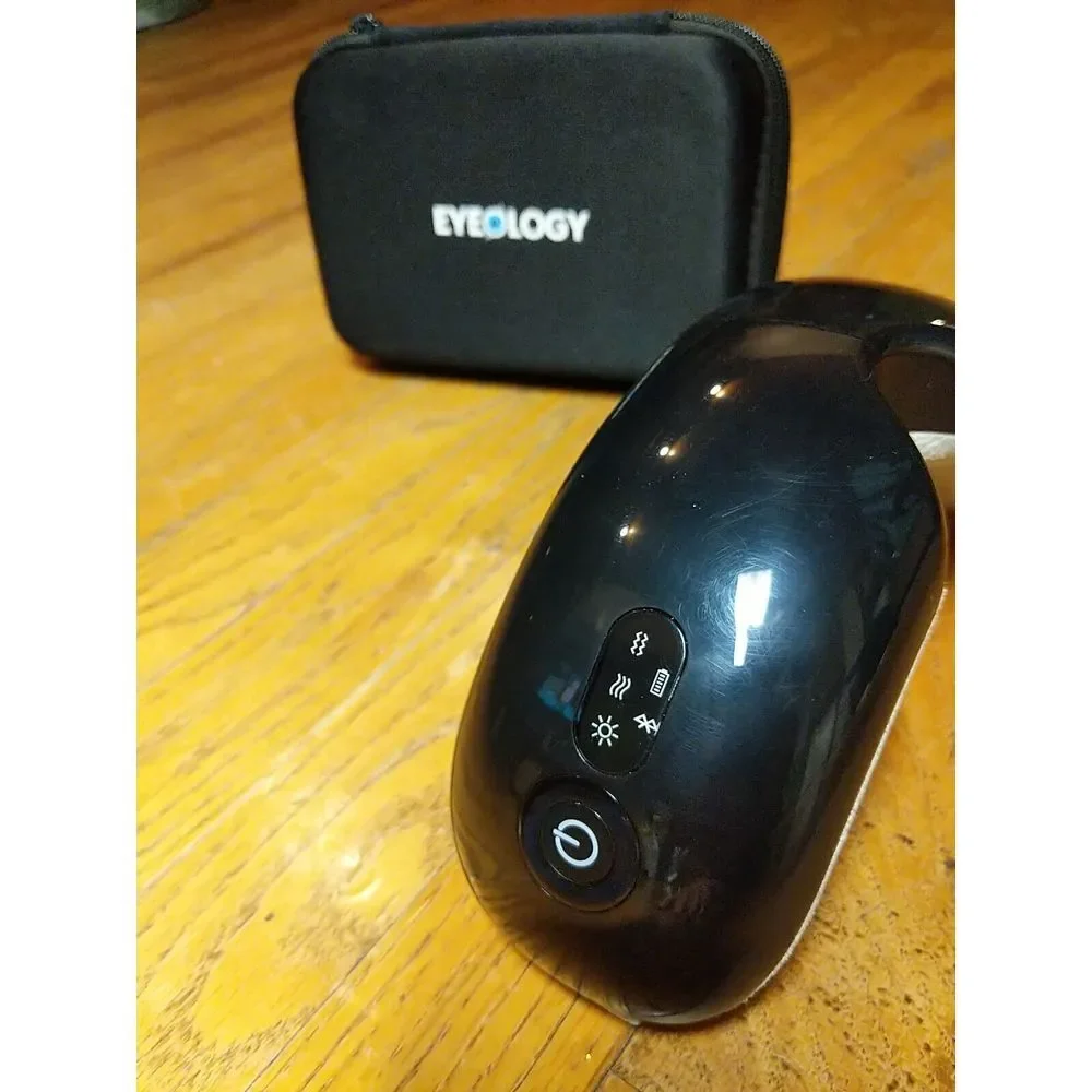 Eyeology Eye Massager with Heat, Vibrating‎ Eye Mask for Fatigue Relief Black